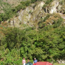 Our campsite in Aguas Calientes, directly on the bridge to Machu Picchu